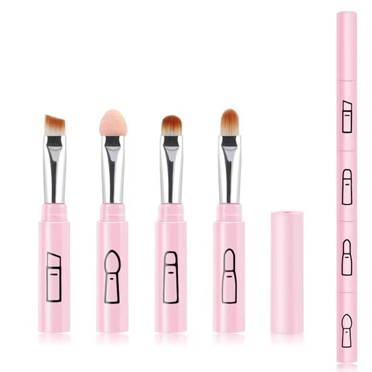 Mini 4-in-1 makeup brush, a multi-purpose, easy to carry out travel