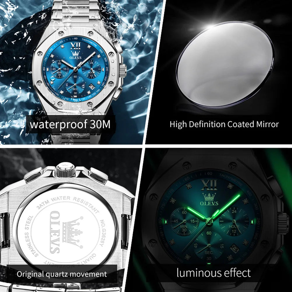 Chronograph Waterproof Wristwatch